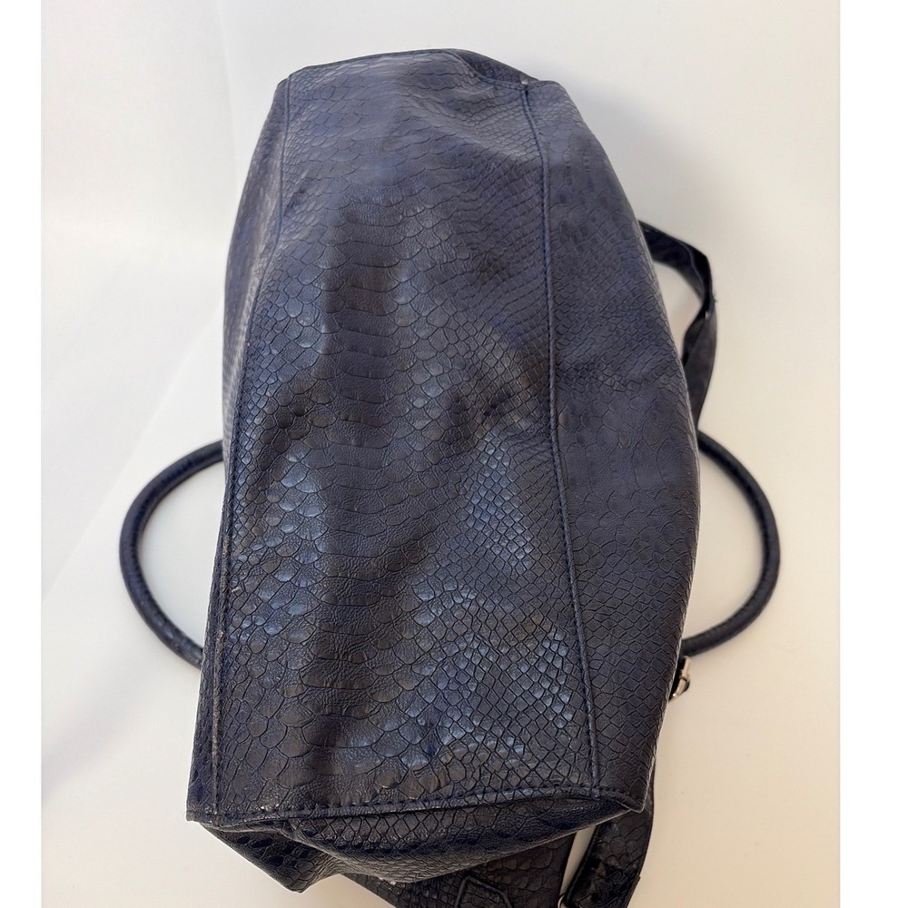 New York and Company Navy Blue Snakeskin Satchel Handbag Crossbody Bag NWT - Picture 4 of 11
